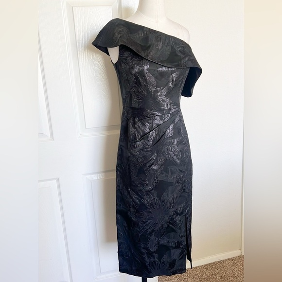 Aidan Mattox Off The Shoulder Jacquard Midi Dress - Picture 6 of 11